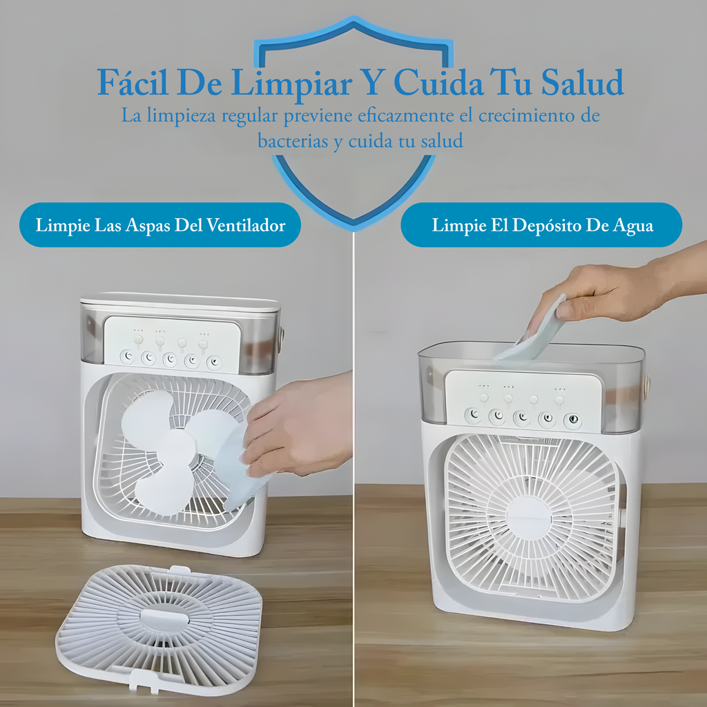 Ventilador de refrigeración por agua o hielo portatil, humidificador con luz LED nocturna silencioso