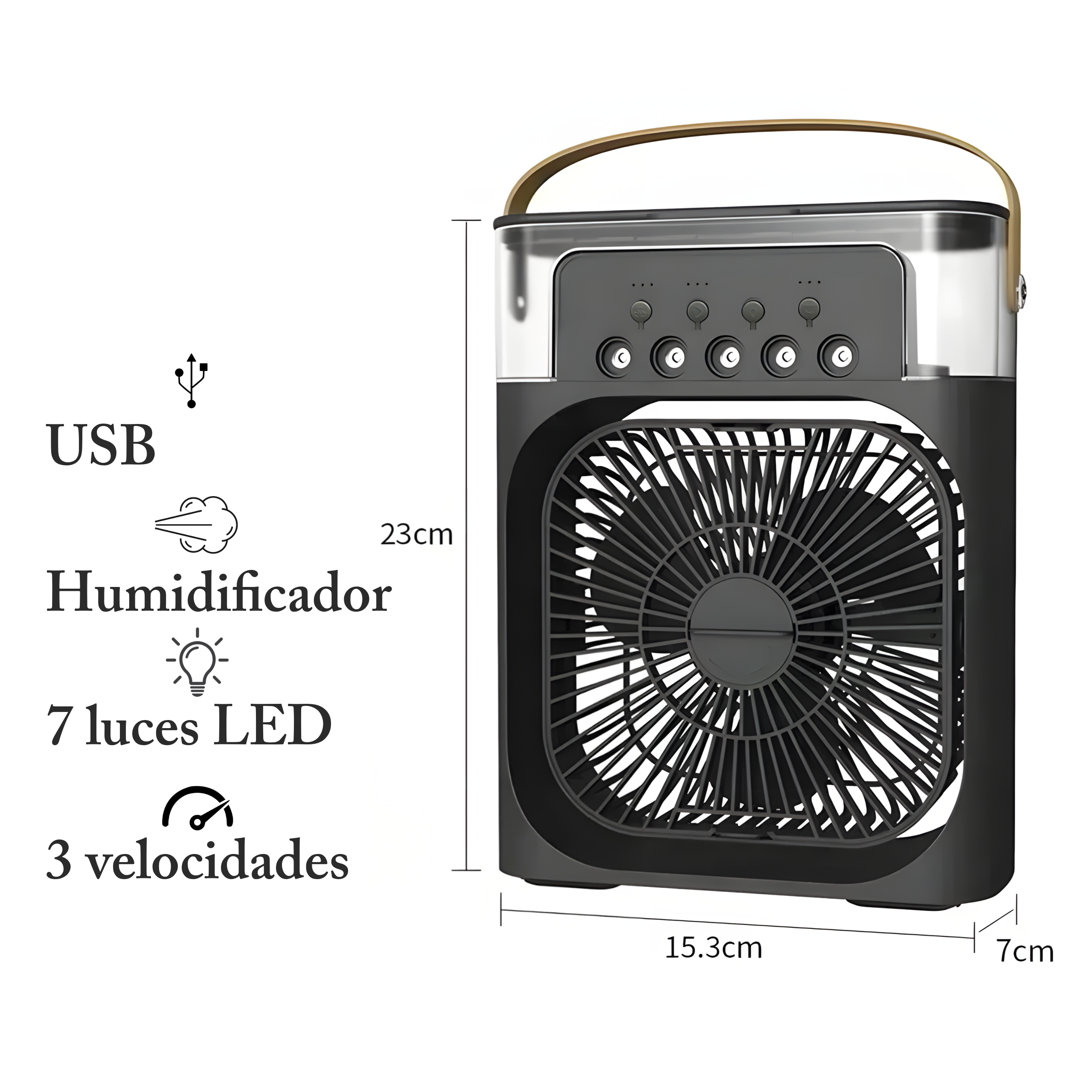 Ventilador de refrigeración por agua o hielo portatil, humidificador con luz LED nocturna silencioso
